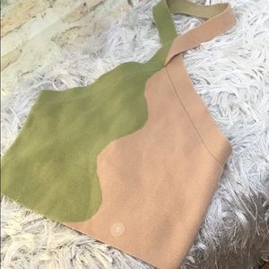 LA Hearts Ladies Crisscross Halter Crop Color Block Sweater Top